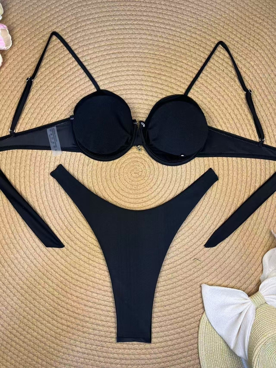 New stylish solid color starfish bikini swimsuit