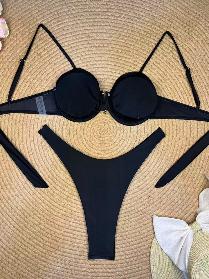 New stylish solid color starfish bikini swimsuit