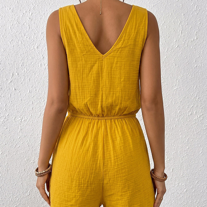 Summer Vacation-Style Front-Twist Cami Playsuit