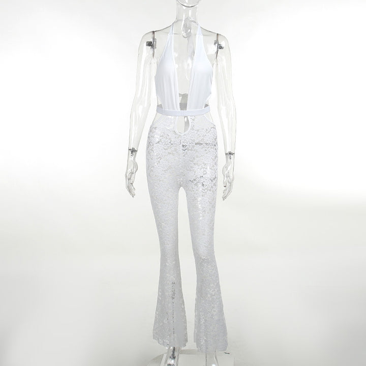 New style sexy cutout deep V lace trousers