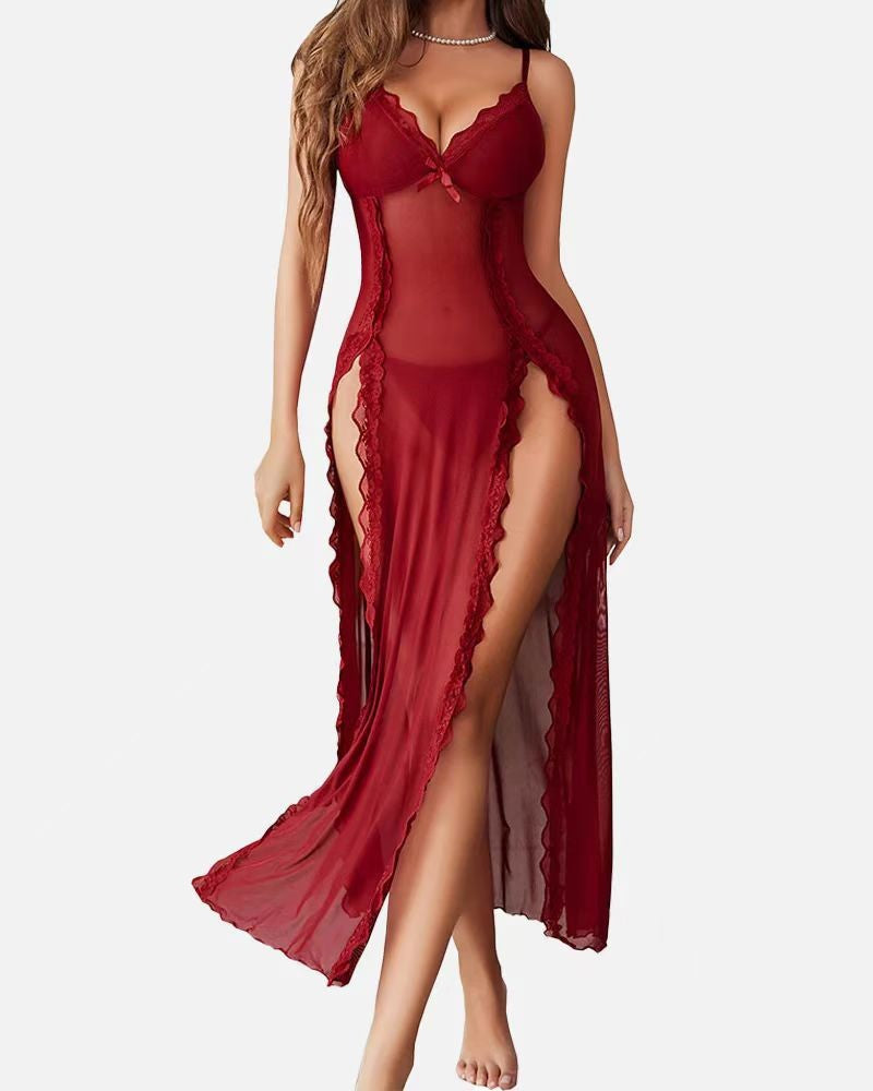 Sexy lace suspender dress