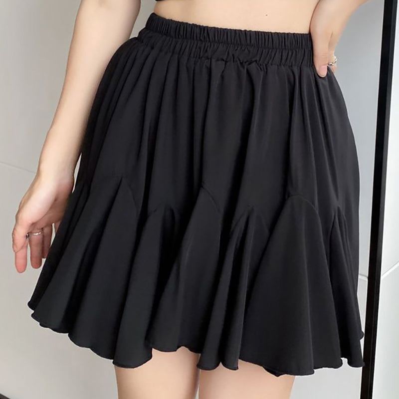 Versatile high-waisted pleated skirt featuring ruffles and a lining