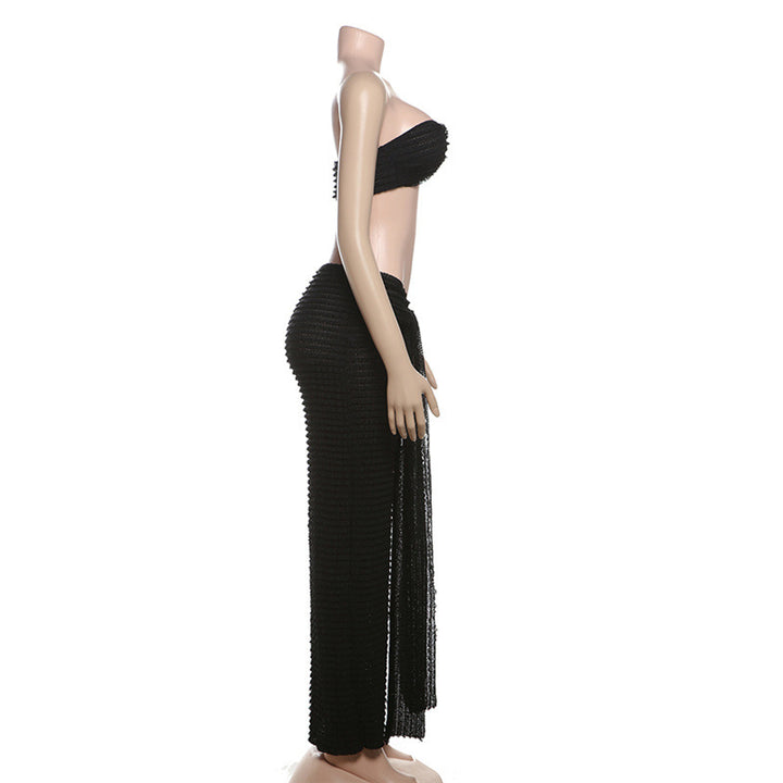 Solid-Color Strapless Slim-Fit Maxi Dress Set