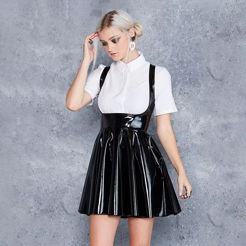 PU patent leather fashion nightclub vest dress