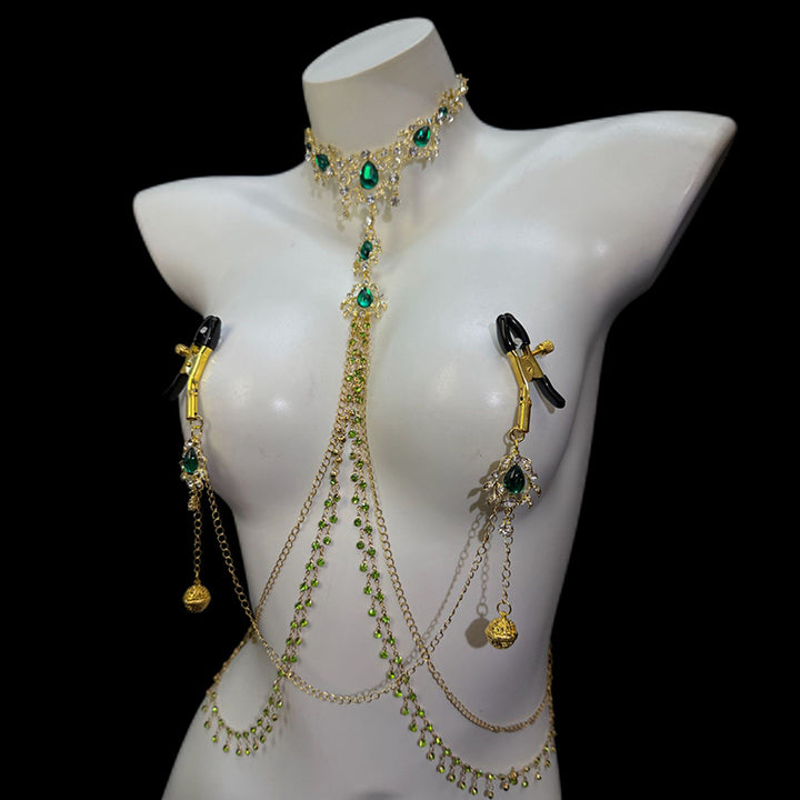Emerald Rhinestone Body Chain