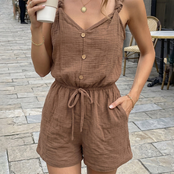 Summer Vacation-Style Front-Twist Cami Playsuit