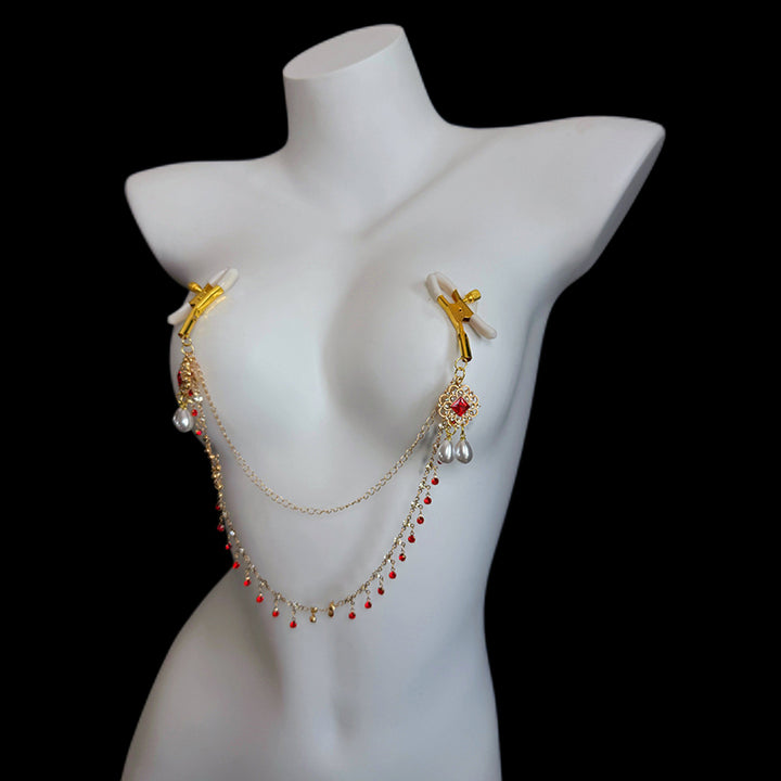 Red Multi-Layer Rhinestone Body Chain/Waist Chain