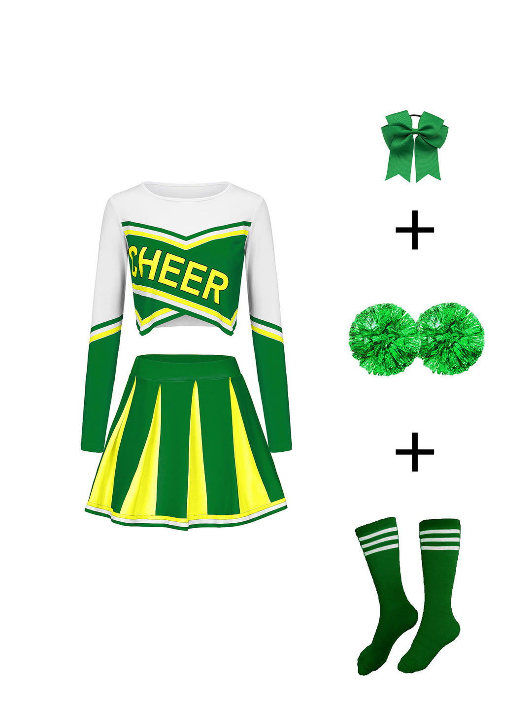 Sexy cheerleading outfit, long-sleeved, includes accessories
