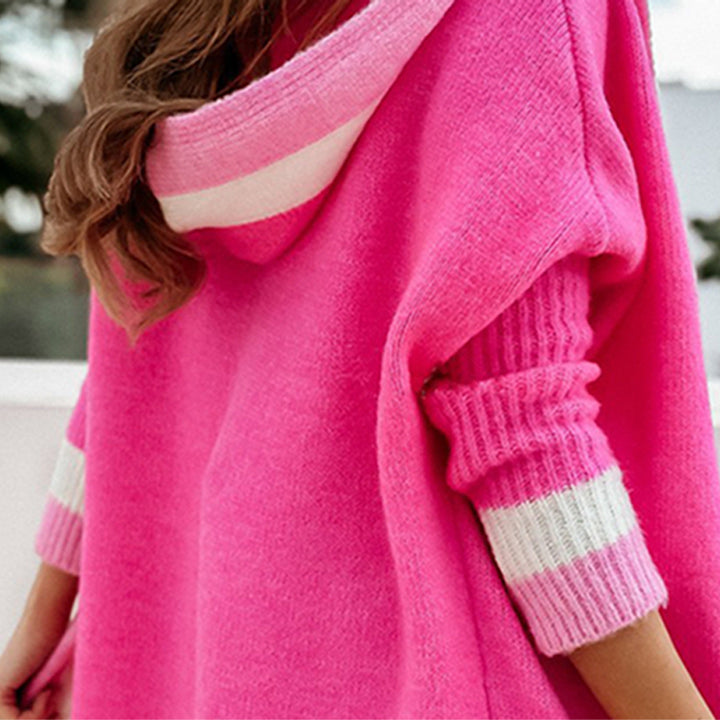 Versatile long hooded knit cardigan for autumn and winter
