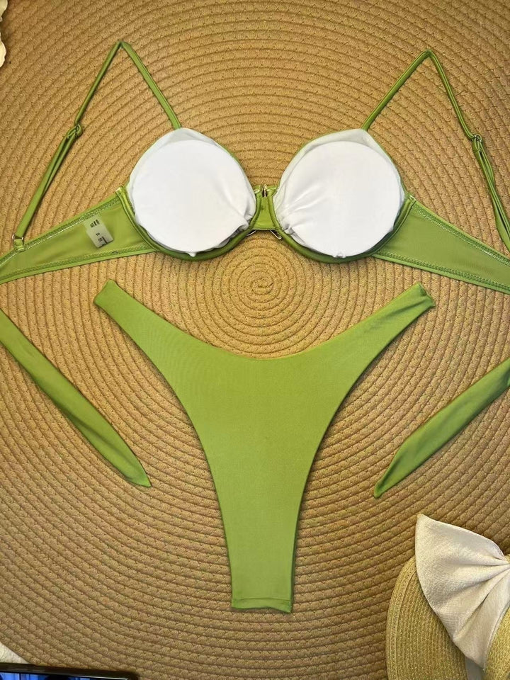 New stylish solid color starfish bikini swimsuit