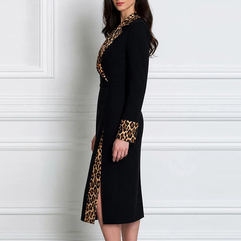 French-style vintage black slim-fit maxi dress