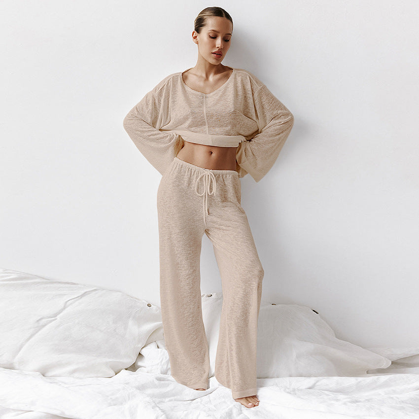 Bequemes, lockeres, zweiteiliges Pyjama-Set für zu Hause