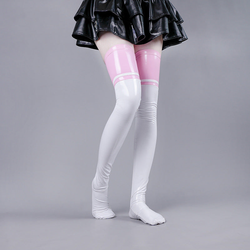 Sexy tight anime long legs leather stockings
