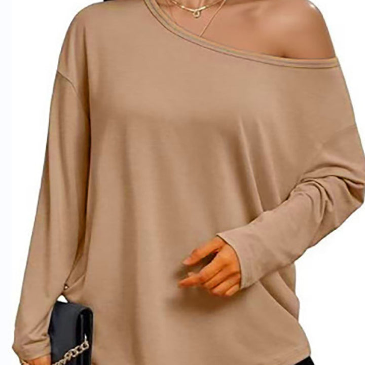 New casual asymmetric-neckline top