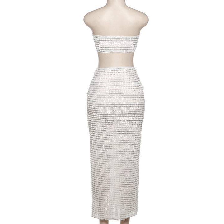 Solid-Color Strapless Slim-Fit Maxi Dress Set