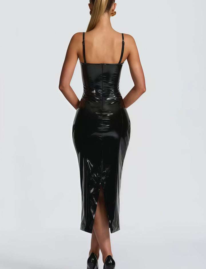 New leather suspenders detachable hip dress