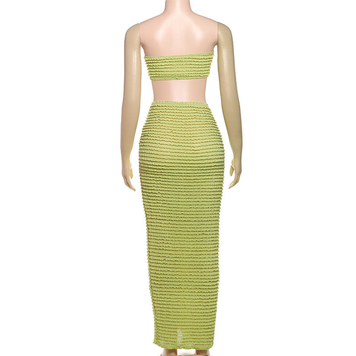 Solid-Color Strapless Slim-Fit Maxi Dress Set