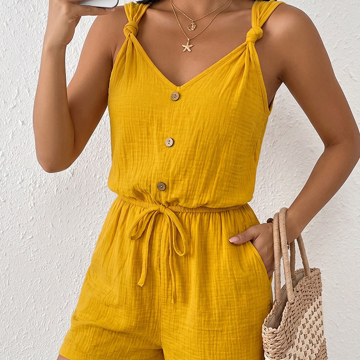 Summer Vacation-Style Front-Twist Cami Playsuit