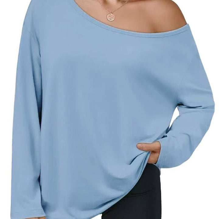 New casual asymmetric-neckline top