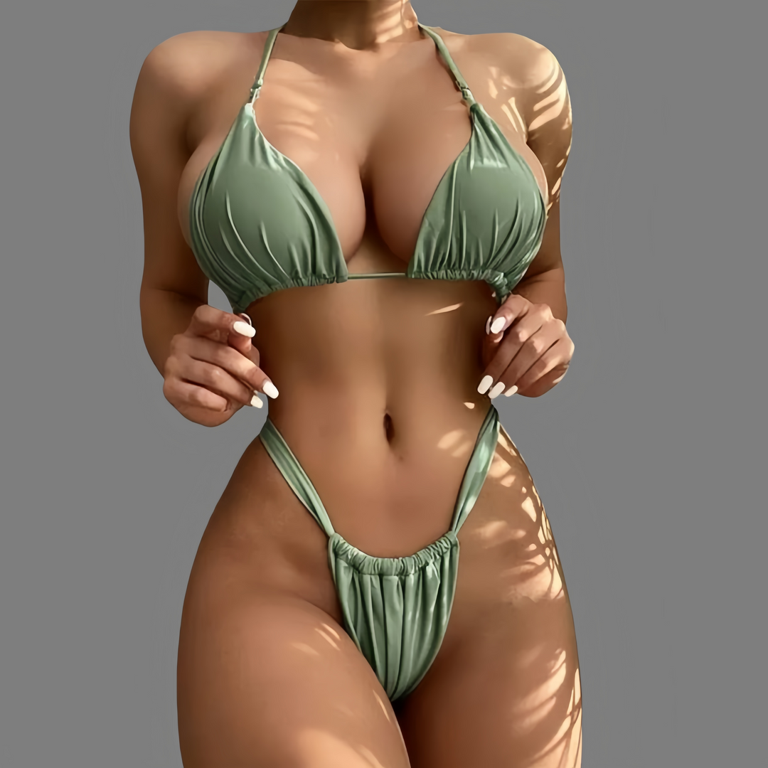 New bikini strap solid color bra