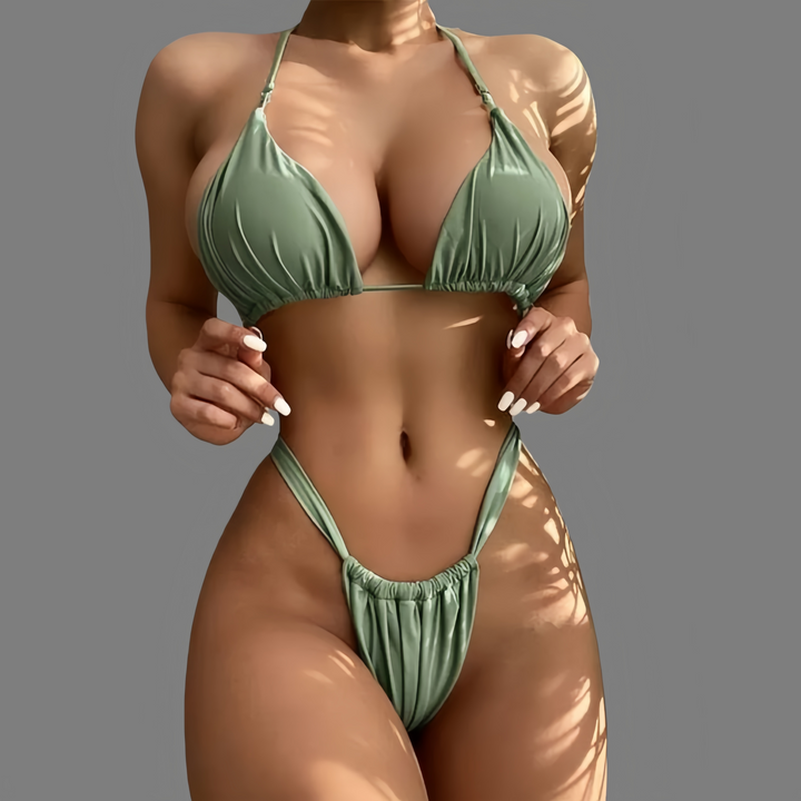 New bikini strap solid color bra