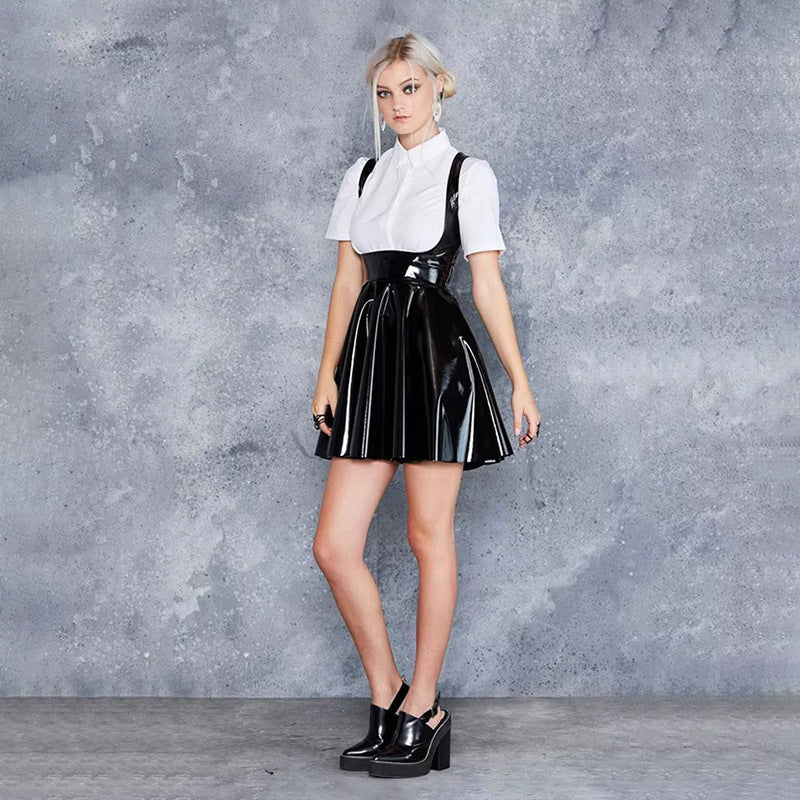 PU patent leather fashion nightclub vest dress