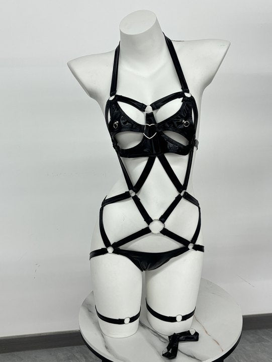 Patent leather bondage bunny girl SM jumpsuit