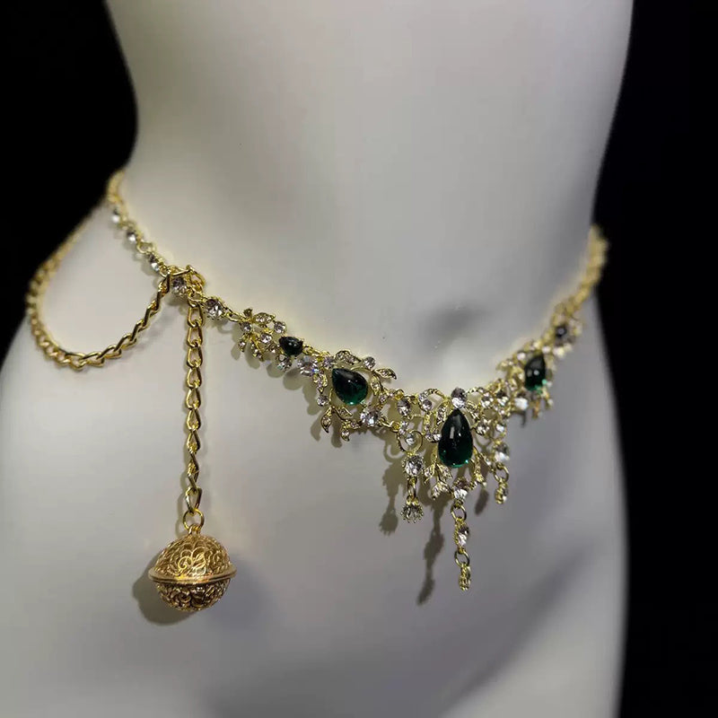 Emerald Rhinestone Body Chain