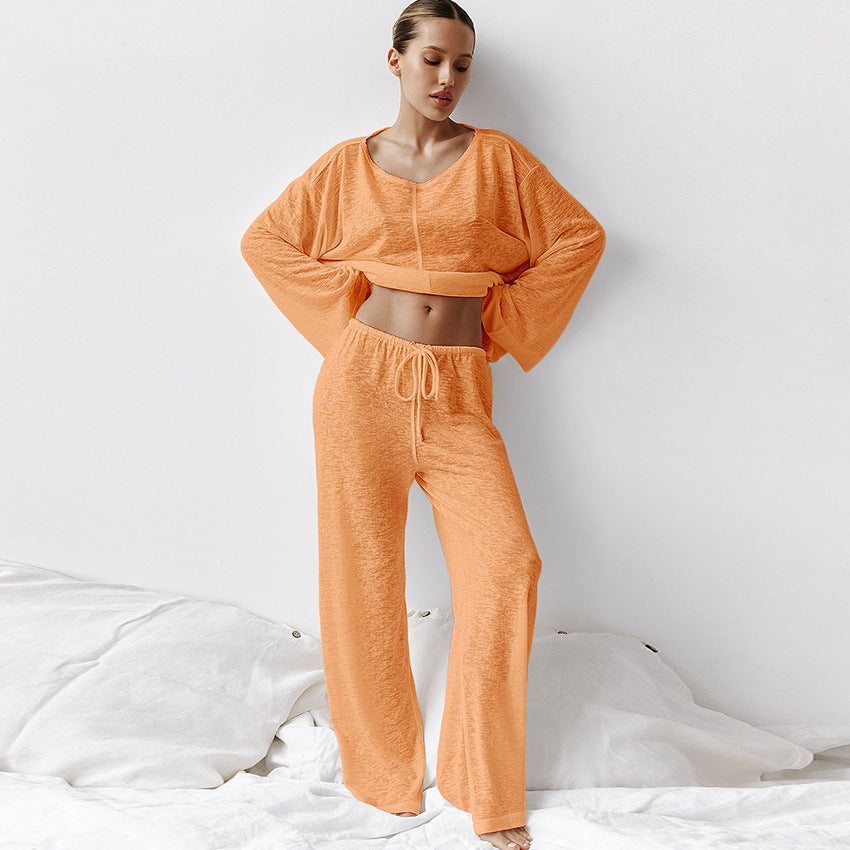 Bequemes, lockeres, zweiteiliges Pyjama-Set für zu Hause