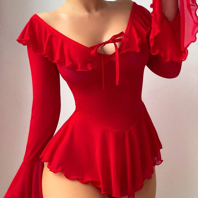 Sheer mesh off-the-shoulder dress