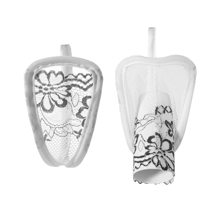 Transparent lace C-string lingerie for couples