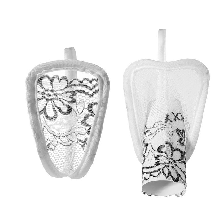 Transparent lace C-string lingerie for couples