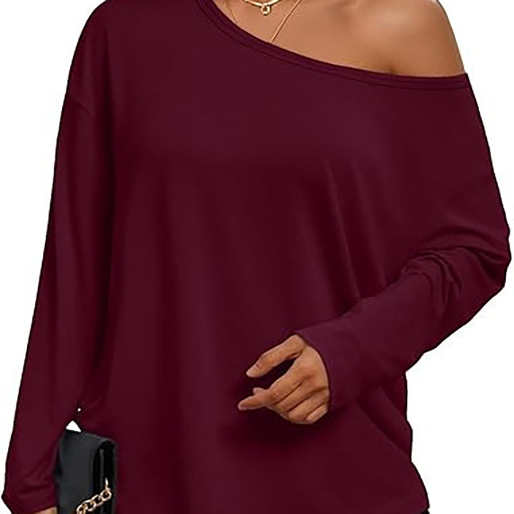 New casual asymmetric-neckline top