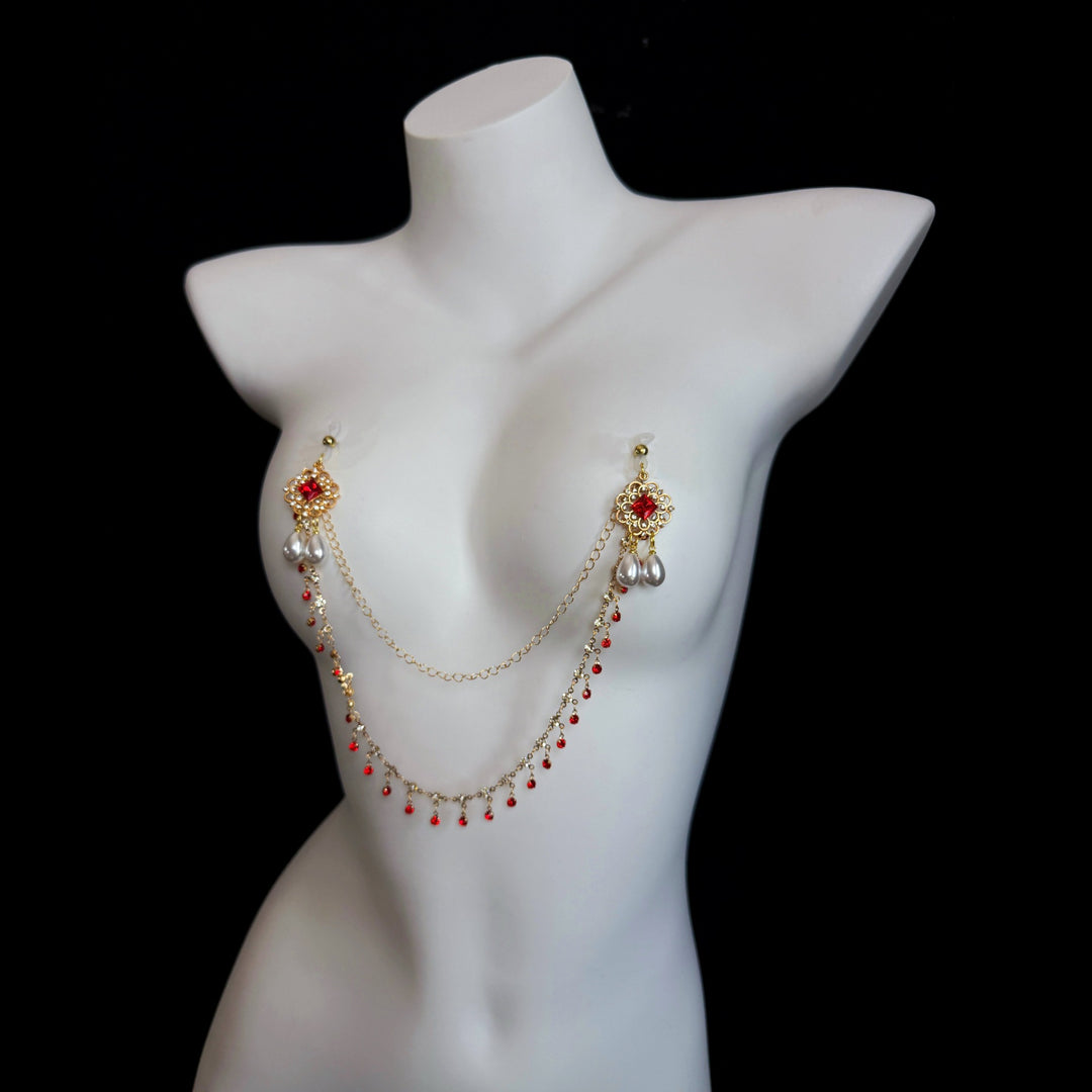 Red Multi-Layer Rhinestone Body Chain/Waist Chain