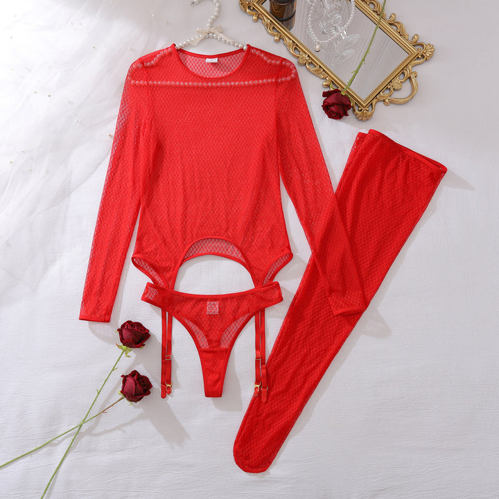Sheer long-sleeved thin suit with socks