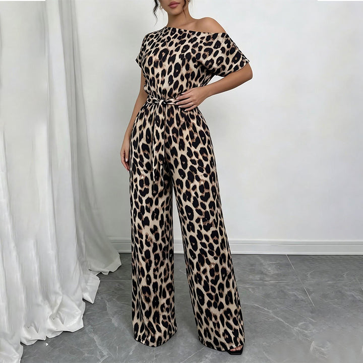 Women’s Asymmetric-Neck Off-Shoulder Cinched-Waist Jumpsuit