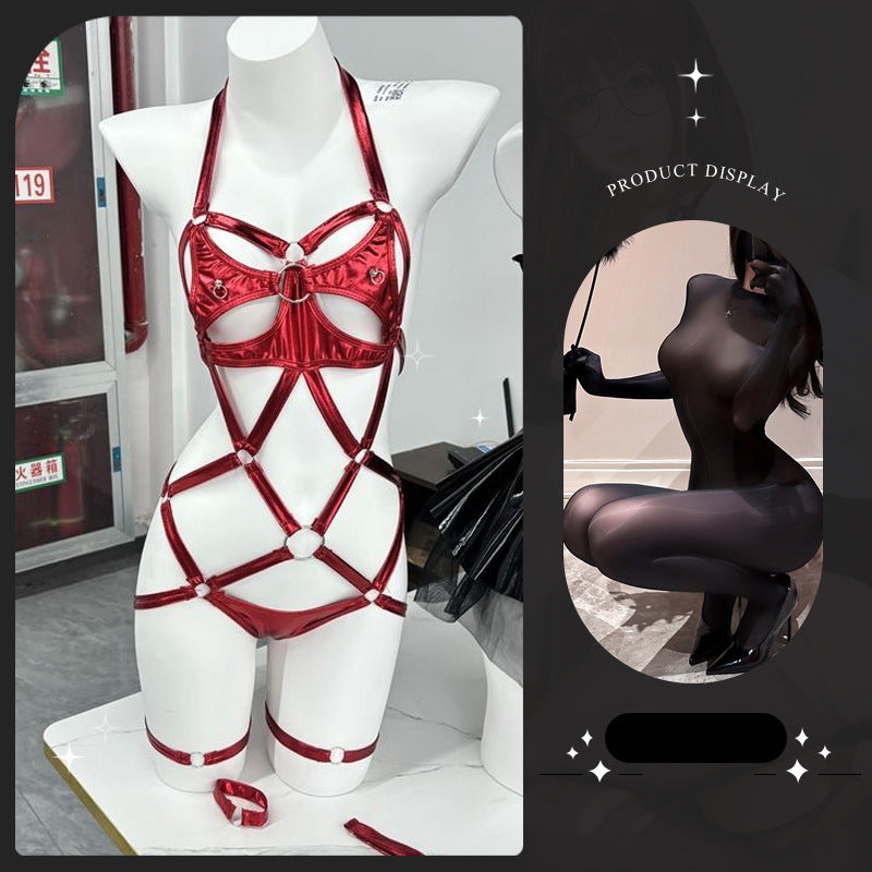Patent leather bondage bunny girl SM jumpsuit