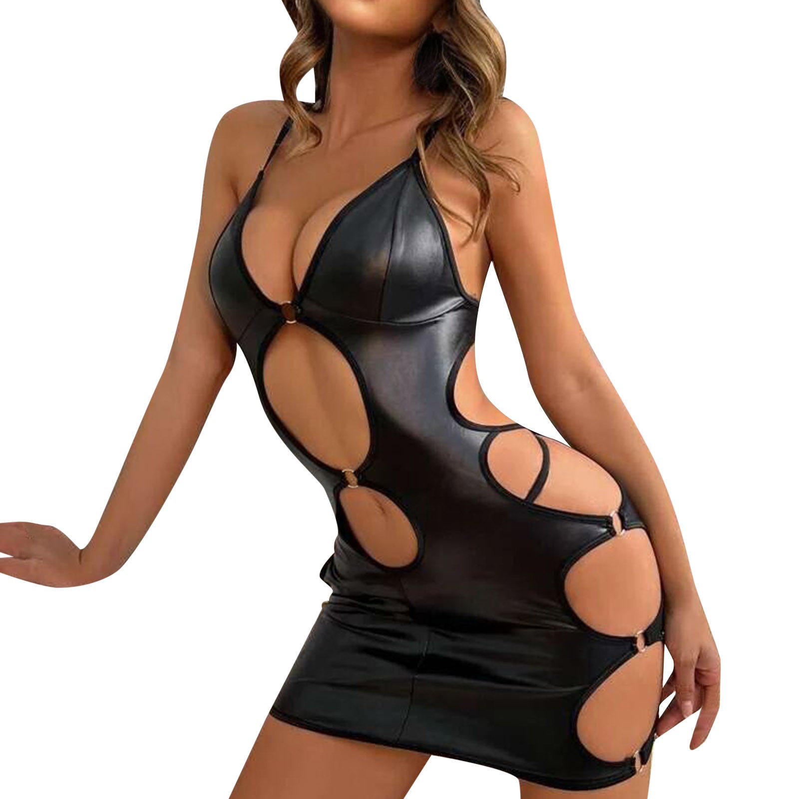 New sexy patent leather tight skirt sexy suit
