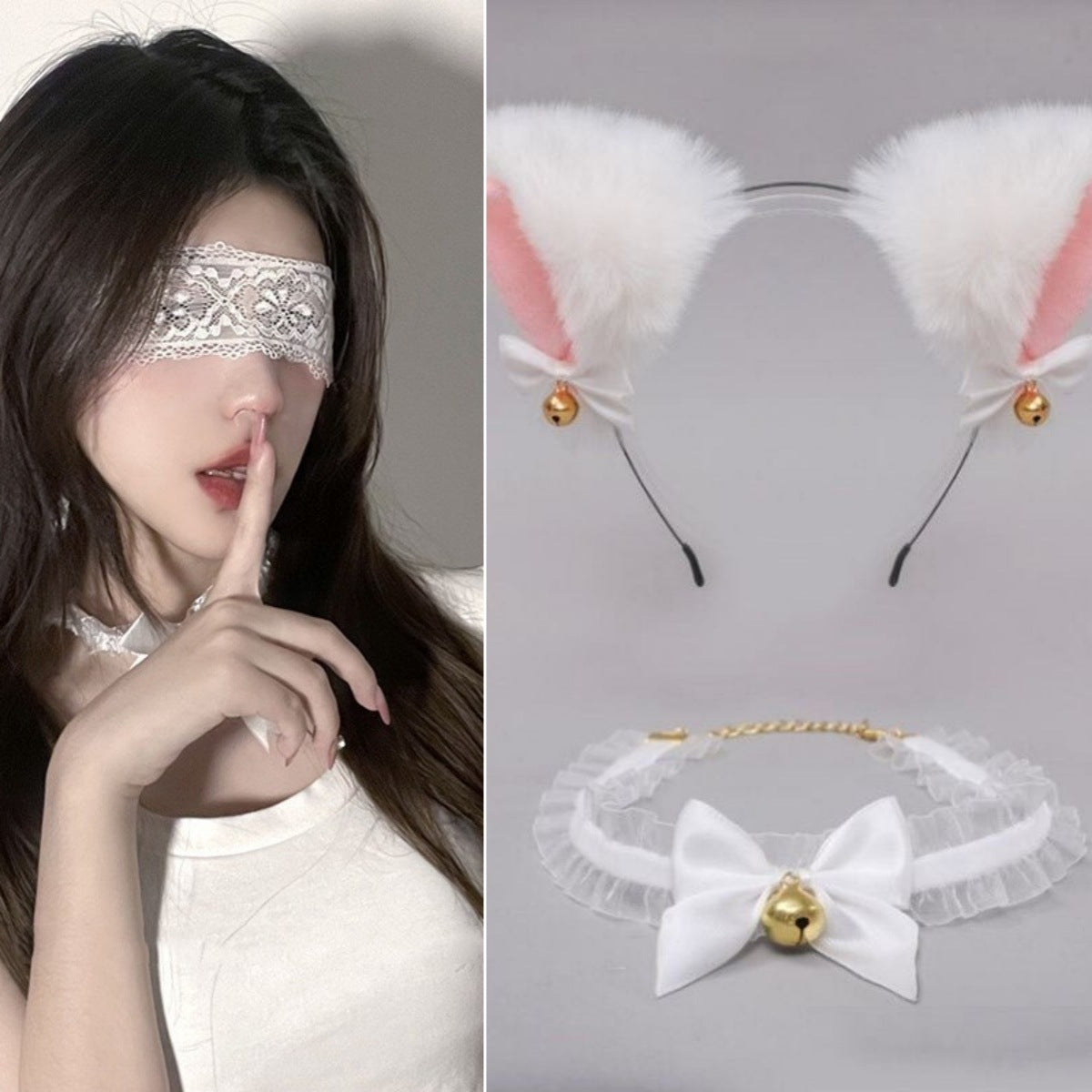 Cat ear headband bell collar headdress