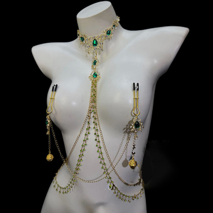 Emerald Rhinestone Body Chain
