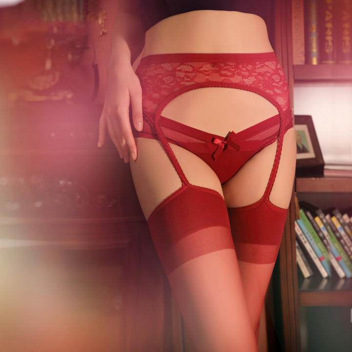 Lace Temptation: Open-Crotch Garter Bodystocking