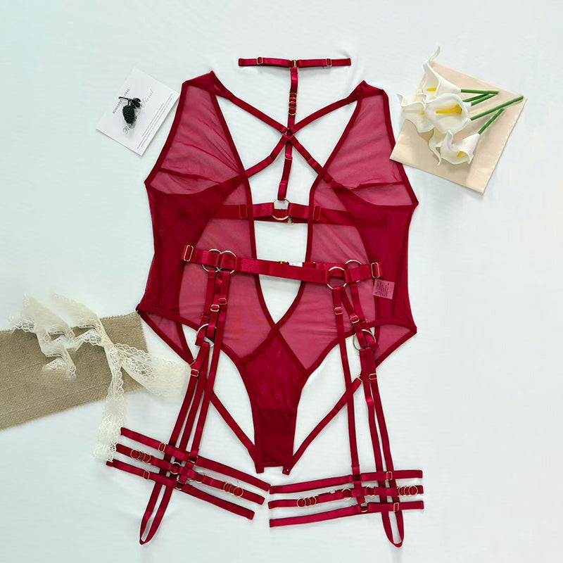 Best-selling lightweight mesh halter-neck bodysuit