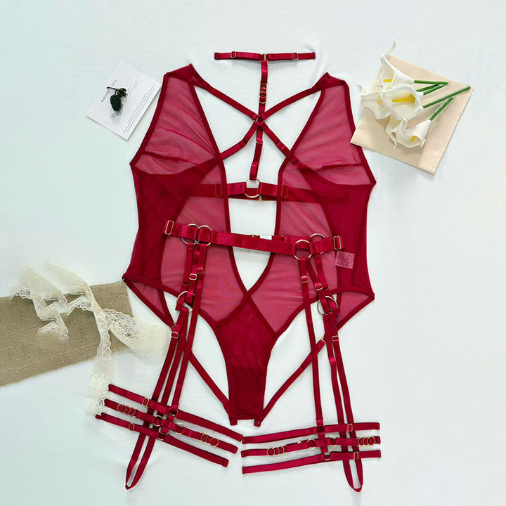 Best-selling lightweight mesh halter-neck bodysuit