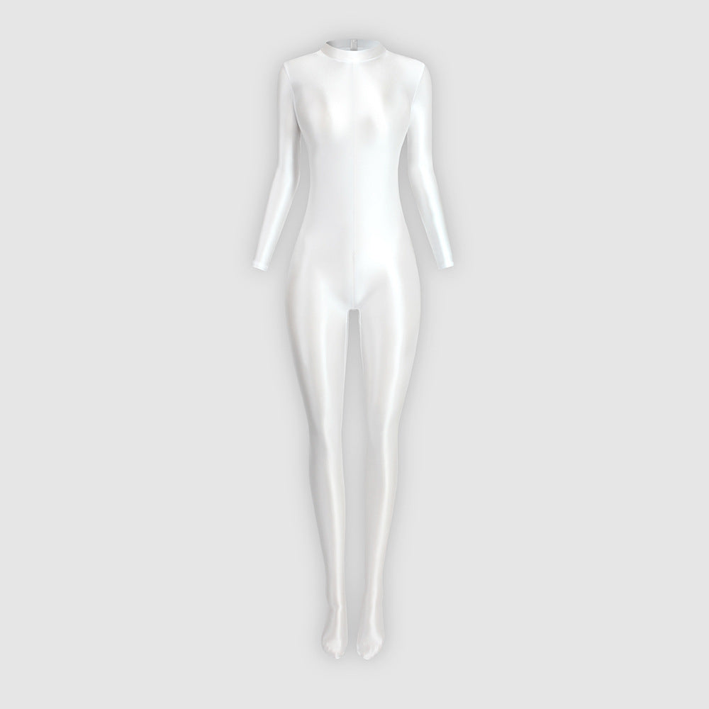 Fitted, stretchy, sporty-style zippered jumpsuit
