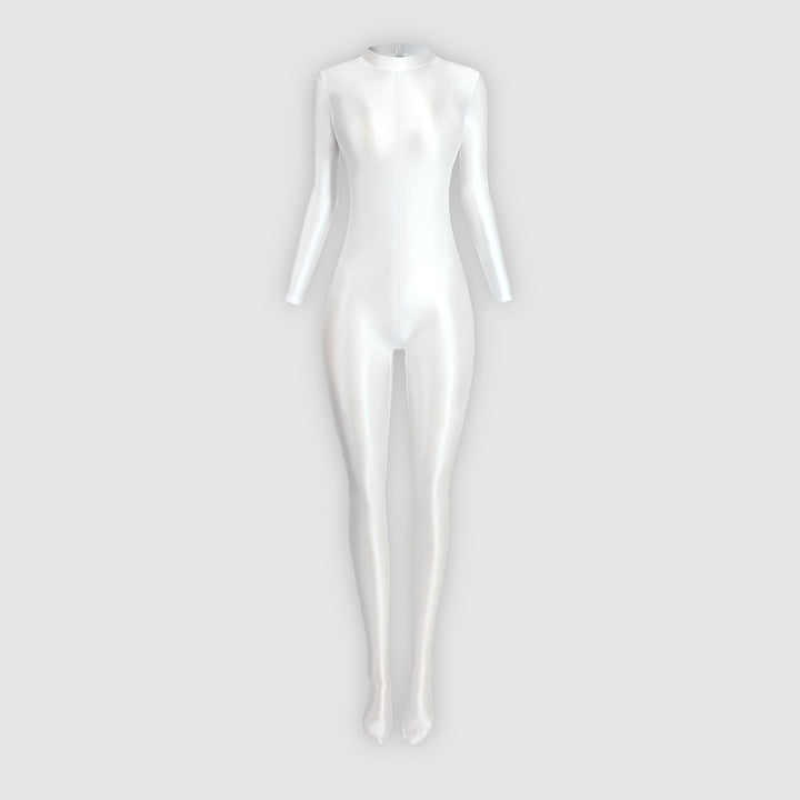 Fitted, stretchy, sporty-style zippered jumpsuit