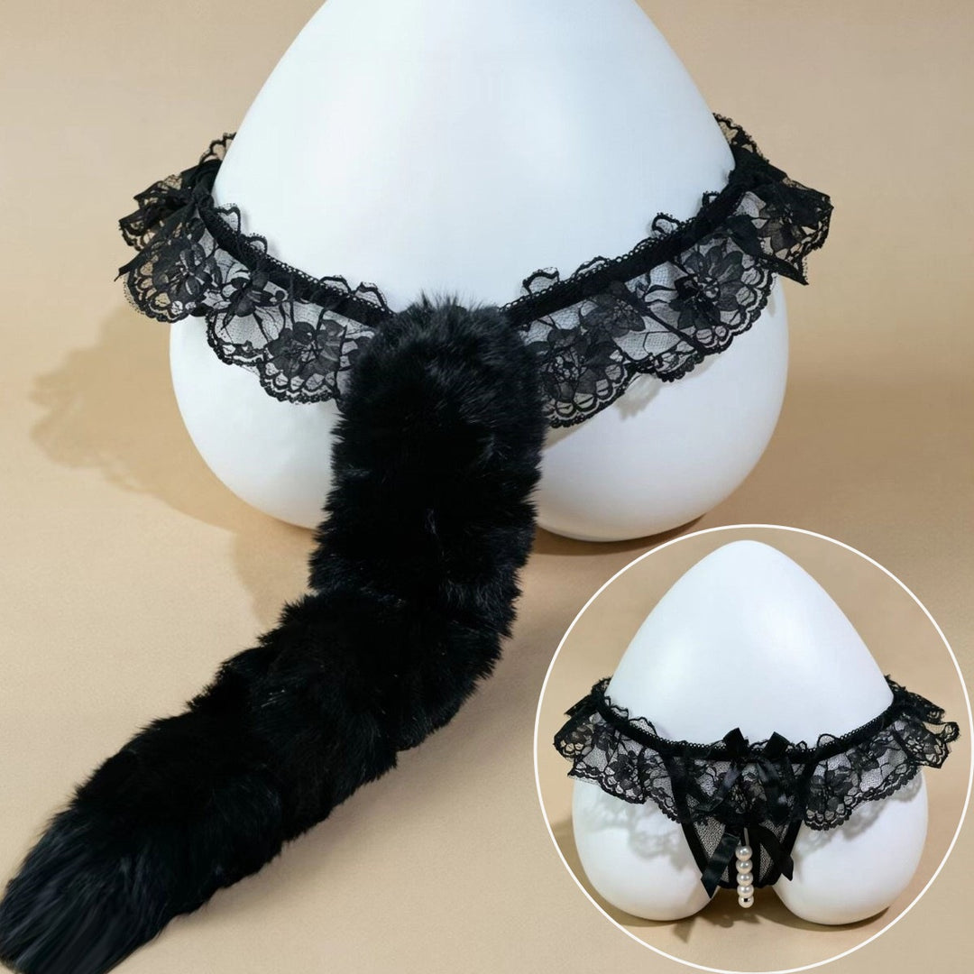 Fox-tail pearl thong