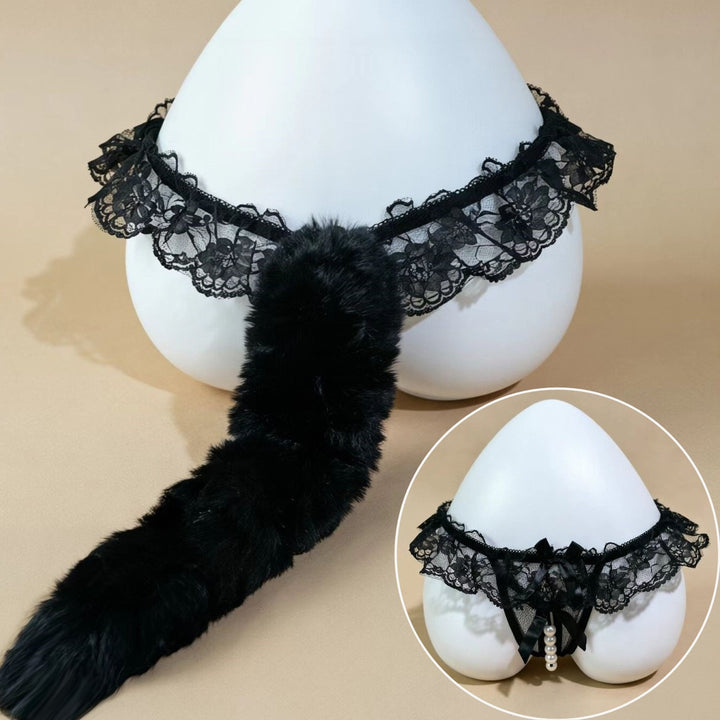 Fox-tail pearl thong