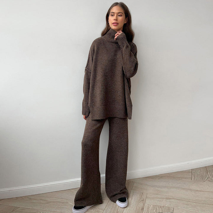 New casual high-neck sweater and trousers set