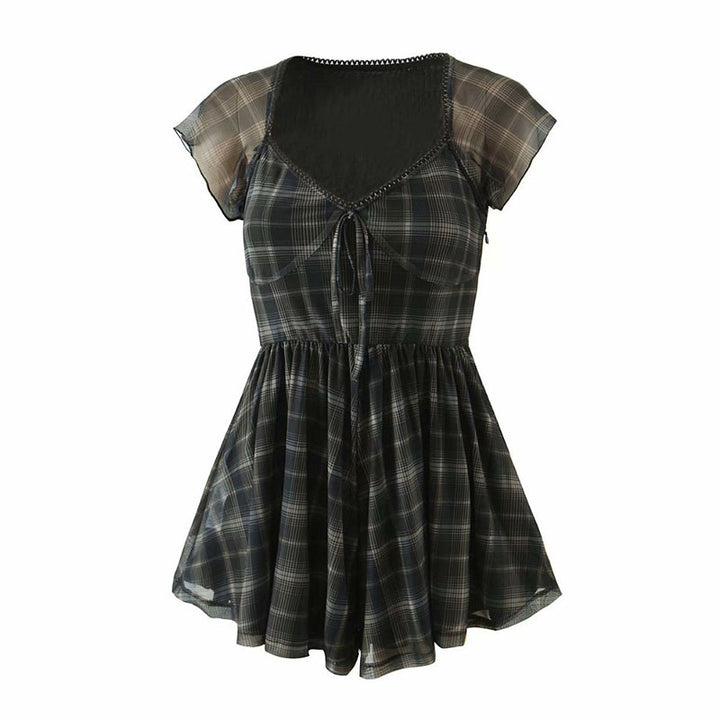 High-waisted plaid mini skirt
