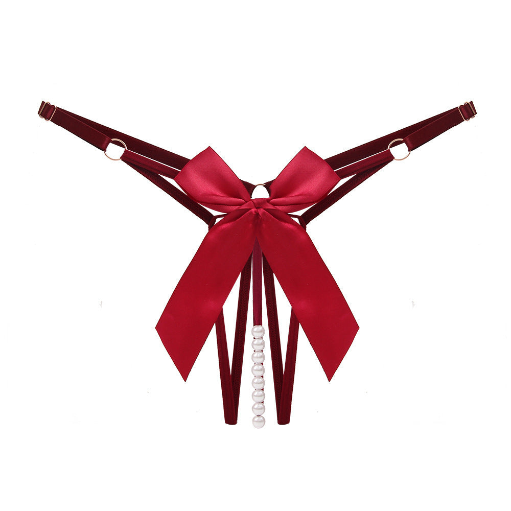 Beaded Tease Open Crotch Thong(Buy 1, get 2 free)